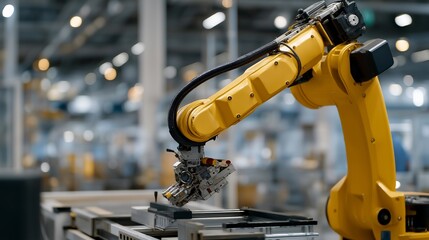 Plakat Robotic assembly line fabricating fuselage panels and precision parts for spacecraft, emotion of innovation and professionalism visible, symbolizing next-generation aerospace production, industrial