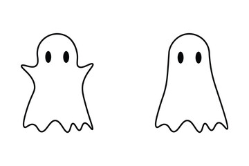 Halloween. Ghosts icon set. Magic symbols for parties, celebrations, templates and decorations. Isolated silhouette. Vector