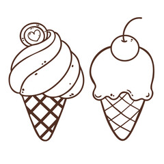 Ice cream cartoon doodle hand drawn