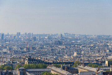 Aerial view of Paris city from Montmartre hill, France