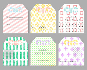 日本のお守り風カードデザイン 願掛け おみくじ 封筒 かわいいパターン 6種類のバリエーション