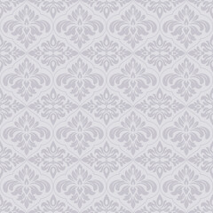 Grey damask pattern vector, seamless damask pattern for wallpaper, Fabric, Branding, Packaging, Invitations, Wedding, elegant damask pattern background for luxury interior decor.