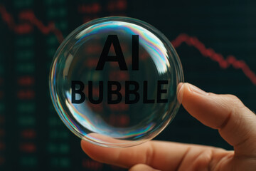 AI bubble market risk economy fear technology hype create intense tension in financial speculation scenes