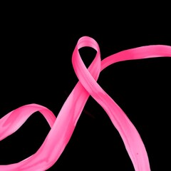 Pink Ribbon Symbol on Black Background for Breast Cancer Awareness