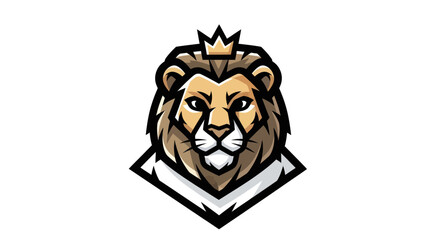 Majestic Lion Head Logo with Crown in Diamond Frame.
