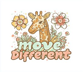 Fototapeta premium Boho Animal Quotes,Wild Abstract Motivational Graphic, Retro Floral Positive Message, Unique Vintage Creature Design,