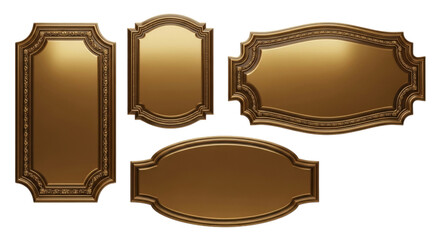 Collection of ornate golden frames and decorative elements transparent background cutout png