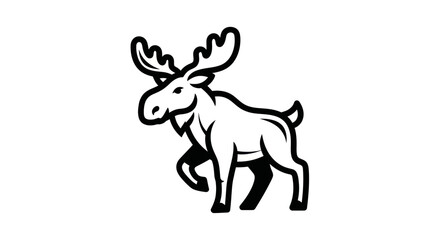 Majestic Moose Illustration - A Bold Wildlife Emblem in Striking Black and White.