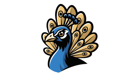 Majestic Peacock Portrait with Golden Feathers and Intricate Details.