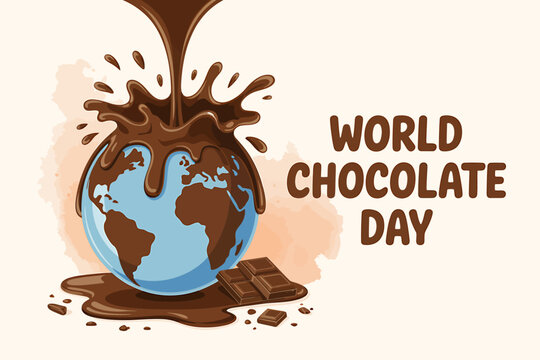 Celebrating World Chocolate Day with a delicious chocolate covered earth and chunks of gourmet chocolate delight