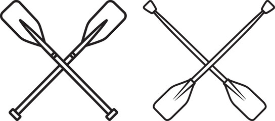 Two crossed oars silhouette