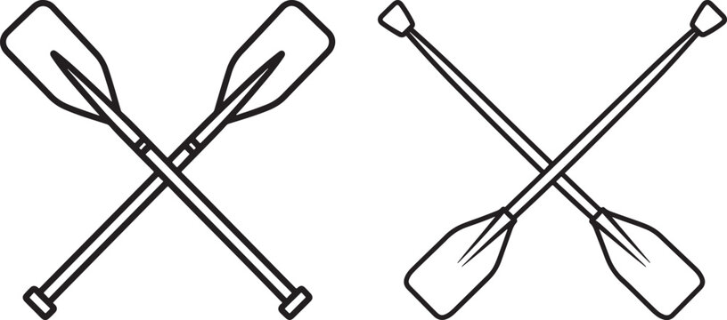 Two crossed oars silhouette