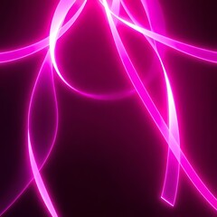 Abstract Pink Neon Light Ribbons on Black Background Vibrant Futuristic Design