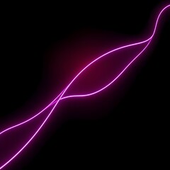 Abstract Pink Neon Light Curves on Black Background for Futuristic Design