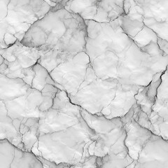 Seamless White and Gray Marble Texture with Rough Cracks - Luxury Stone Background Pattern for Architectural Design and Interior Decoration