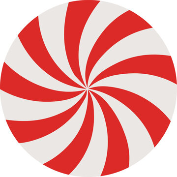 Red and white peppermint swirl graphic represents festive holiday candy