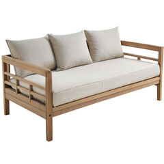 Modern wooden daybed with comfortable cushions for outdoor relaxation