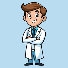 Professional Cartoon Doctor with Stethoscope Vector Illustration