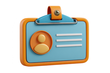 3d icon of a personal id card with a user profile and text lines isolated on transparent background