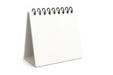 Blank white desktop calendar standing on transparent background, showcasing schedule, planning, and organization concept