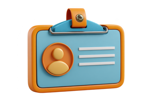 3d icon of a personal id card with a user profile and text lines isolated on transparent background 
