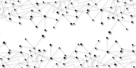 A beautiful Chaotic abstract line seamless pattern .Technology black illustration . Connected lines with dots .graphic background dots with connections for your design, illustration