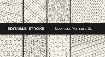 Set of Editable Geometric Patterns &ndash; Modern Seamless Abstract Backgrounds