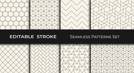 Set of Editable Geometric Patterns &ndash; Modern Seamless Abstract Backgrounds