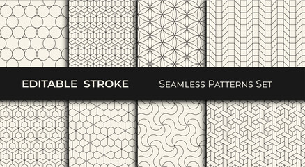 Set of Editable Geometric Patterns &ndash; Modern Seamless Abstract Backgrounds
