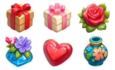 Colorful Collection of Isolated Decorative Objects with Different Shapes and Styles