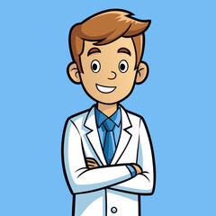Professional Cartoon Doctor with Stethoscope Vector Illustration