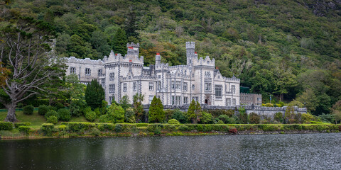 Kylemore Abbey, a Benedictine monastery founded on the grounds of Kylemore Castle, in Connemara. Famous tourist attraction in County Galway, Ireland.