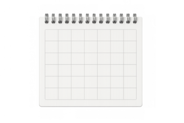 Empty wire bound planner or notebook with a blank grid page, providing space for writing notes and daily appointments