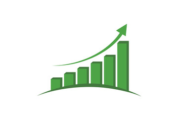 A green bar graph shows upward trend with a sharp arrow indicating growth.