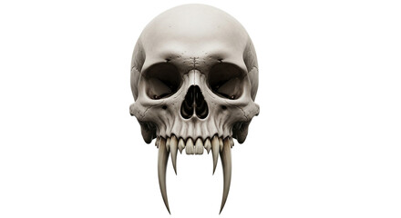 Fearsome vampire skull with elongated fangs and menacing gaze, perfect for Halloween and horror themes