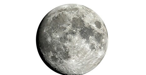 Naklejka premium Stunning, detailed view of the full moon's surface with craters and maria, perfect for space exploration themes and scientific presentations.