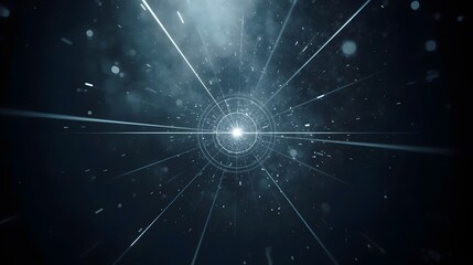 Abstract Light Burst, Glowing Particles on Dark Background