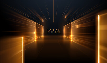 Naklejka na ściany i meble Golden light elements with motion effect