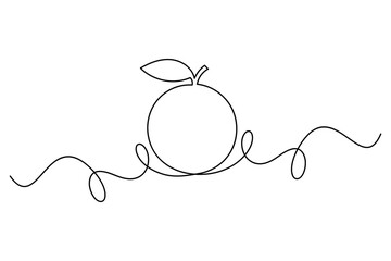 
Orange fruit continuous one line drawing minimalist outline vector illustration