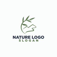 mount and leaf vintage logo concept, village logo design