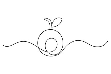 
Orange fruit continuous one line drawing minimalist outline vector illustration