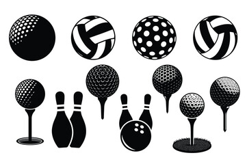 Sports Ball and Bowling Icon Set