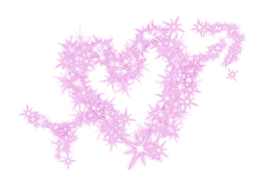 Pink stars form a heart shape against a white background. The stars vary in size, creating a sparkling effect