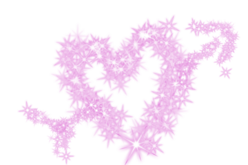Pink stars form a heart shape against a white background. The stars vary in size, creating a sparkling effect