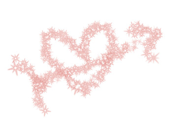 A heart shape is formed by a collection of small, pink star-like elements on a white background.