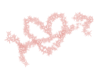 A heart shape is formed by a collection of small, pink star-like elements on a white background.