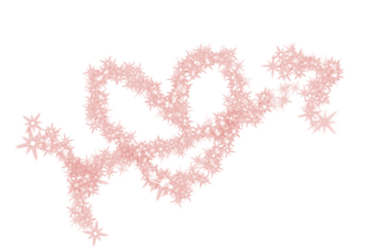 A heart shape is formed by a collection of small, pink star-like elements on a white background.