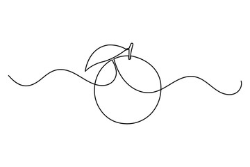 
Orange fruit continuous one line drawing minimalist outline vector illustration