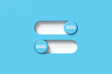 Years 2025-2026 toggle showing future time transition