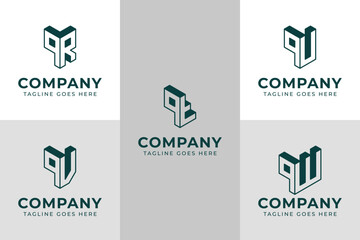 Letters QR QT QU QV QW 3D Logo Monogram, for RQ TQ UQ VQ WQ initials